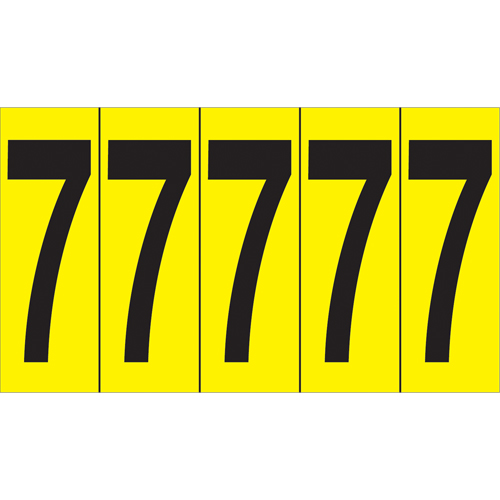 Rep&egrave;res adh&eacute;sifs &agrave; chiffres individuels, 7, 3-7/8" h, Noir sur jaune Industrial Sales