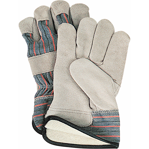 Winter-Lined Fitters Gloves, Large, Split Cowhide Palm, Cotton Fleece Inner Lining Industrial Sales