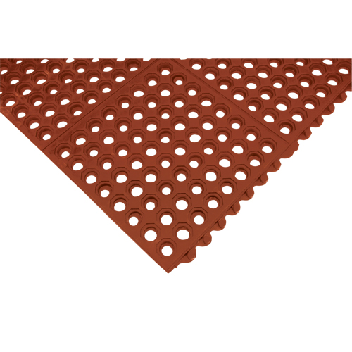 Anti-Fatigue Link Matting, Honeycomb, 3' x 3' x 1/2", Brown, Nitrile/Rubber Industrial Sales
