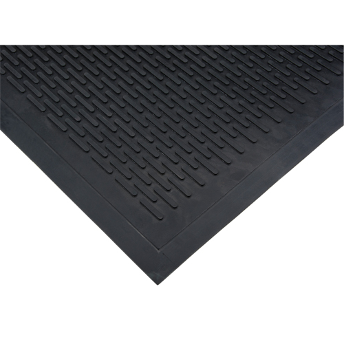 Low-Profile Matting, Rubber, Scraper Type, Solid Pattern, 3' x 5', Black Industrial Sales