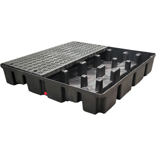 Palette emboîtable sans drain pour contr&ocirc;le des d&eacute;versements, Capacit&eacute; de d&eacute;versement 66 gal. US, 49" x 49" x 10,5" Industrial Sales