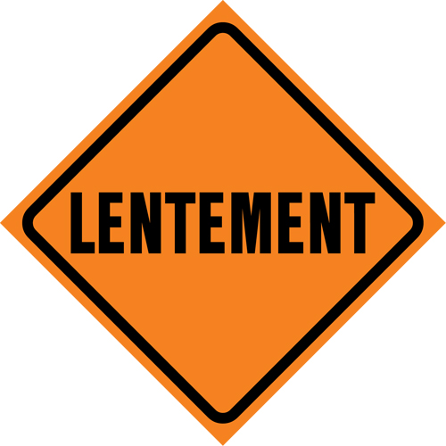 Enseigne enroulable de circulation  Lentement , 29-1/2" x 29-1/2", Vinyle, Français Industrial Sales