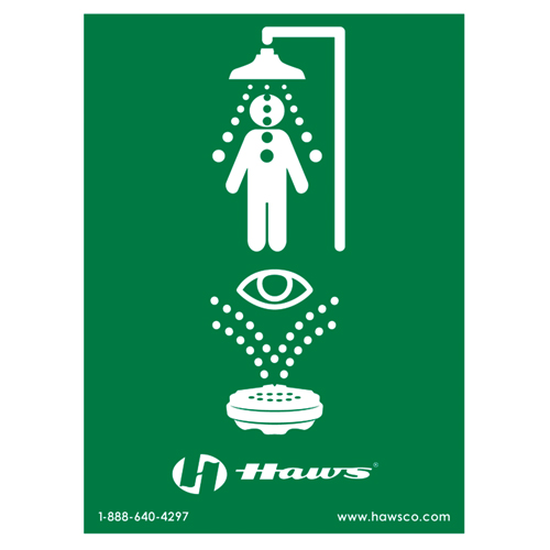 Enseigne douche/douche oculaire d'urgence, 24" x 18", Plastique, Pictogramme Industrial Sales