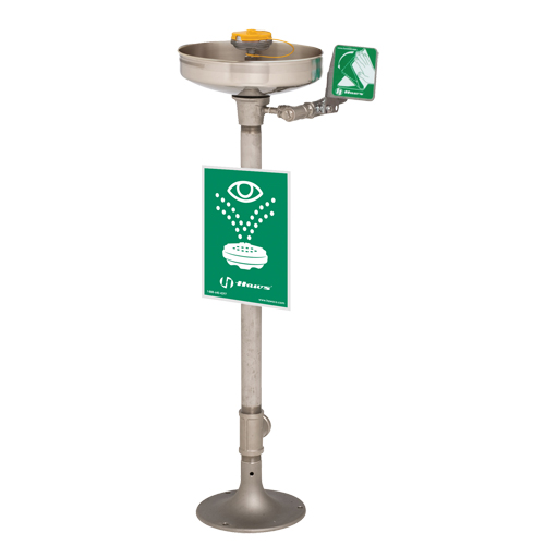 Poste de douche oculaire/faciale Axion, Installation Socle, Bol Acier inoxydable Industrial Sales