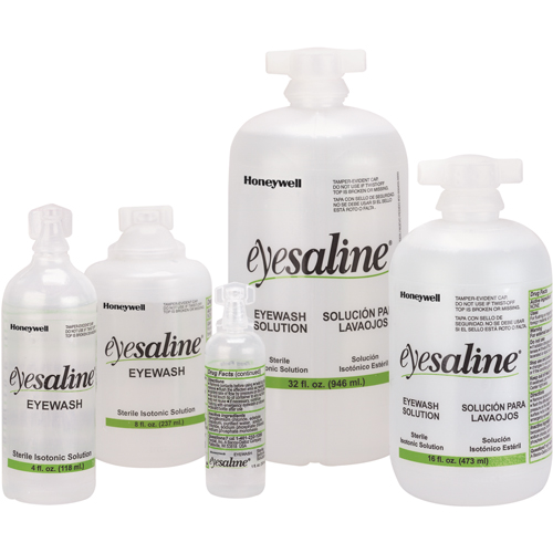 Bouteilles de solution saline pour douche oculaire, Bouteille Plein, 8 oz Industrial Sales