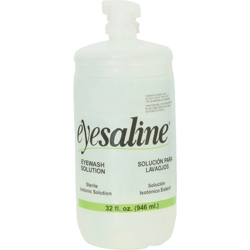 Bouteilles de solution saline pour douche oculaire, Bouteille Plein, 32 oz Industrial Sales
