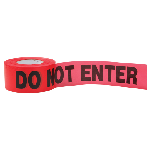 Rubans standards pour barricades, Anglais, 3" la x 1000' lo, 2 mils, Rouge Industrial Sales