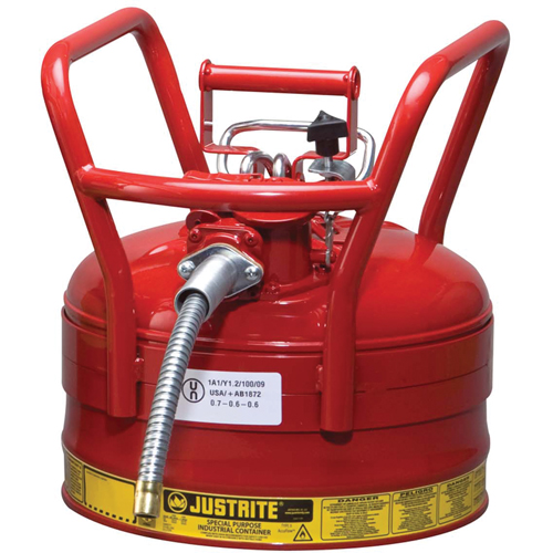 D.O.T. AccuFlow Safety Cans, Type II, Steel, 2.5 US gal., Red, FM Approved Industrial Sales