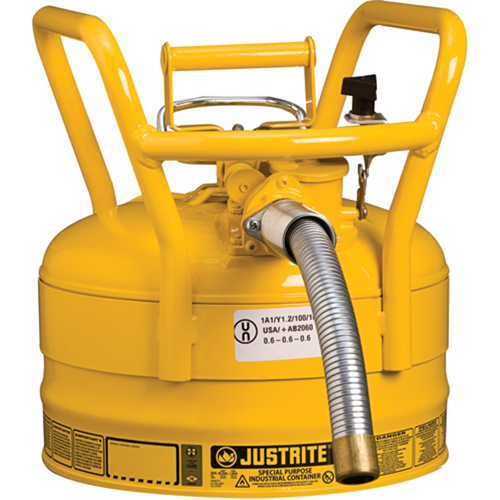 D.O.T. AccuFlow Safety Cans, Type II, Steel, 2.5 US gal., Yellow, FM Approved Industrial Sales