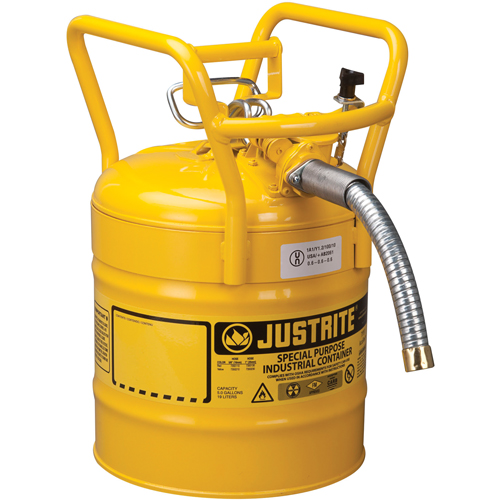 D.O.T. AccuFlow Safety Cans, Type II, Steel, 5 US gal., Yellow, FM Approved Industrial Sales