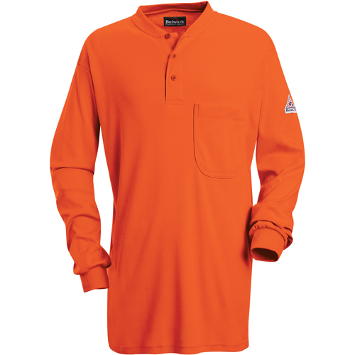 Chemises Henley sans &eacute;tiquette &agrave; manches longues r&eacute;sistantes aux flammes, Petit, Orange Industrial Sales