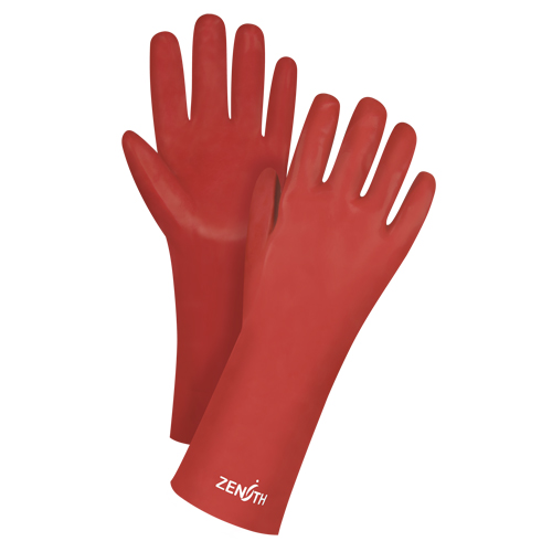 Gants rouges &agrave; fini doux r&eacute;sistants aux produits chimiques, Taille 9, 14" lo, PVC, Doublure en Interlock, 47-mil Industrial Sales