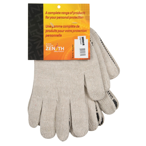 Heavyweight Dotted String Knit Gloves, Poly/Cotton, Single Sided, 7 Gauge, Large Industrial Sales