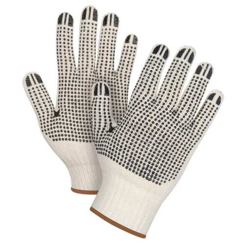 Heavyweight Double-Sided Dotted String Knit Gloves, Poly/Cotton, Double Sided, 7 Gauge, Large Industrial Sales
