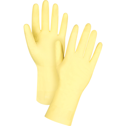Gants jaune canari de premi&egrave;re qualit&eacute; r&eacute;sistants aux produits chimiques, Taille Petit/7, 12" lo, Latex de caoutchouc, Doublure en Ouat&eacute;e, 18 mils Industrial Sales