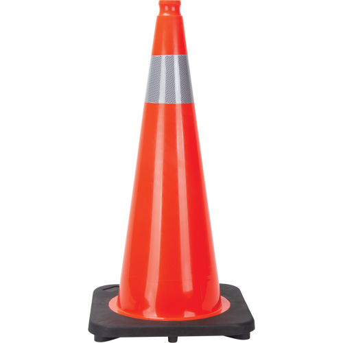C&ocirc;ne de signalisation, 28", Orange, Bande(s) r&eacute;fl&eacute;chissante(s) 4" Industrial Sales