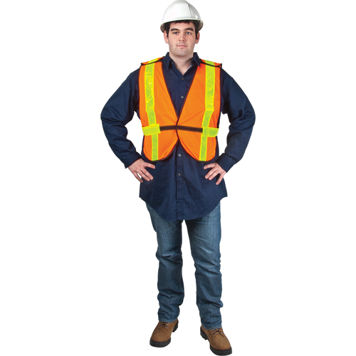 Veste de s&eacute;curit&eacute; d'usage standard, Orange haute visibilit&eacute;, Moyen, Polyester Industrial Sales