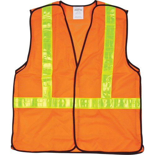 5-Point Tear-Away Traffic Safety Vest, High Visibility Orange, Medium, Polyester Industrial Sales