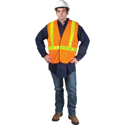 5-Point Tear-Away Traffic Safety Vest, High Visibility Orange, Medium, Polyester Industrial Sales