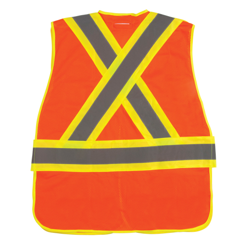 Flame-Resistant Surveyor Vest, High Visibility Orange, Medium, Polyester Industrial Sales