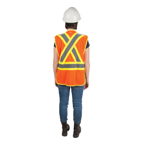 Veste d'arpenteur haute visibilit&eacute;, conforme &agrave; la CSA, Orange haute visibilit&eacute;, Moyen, Polyester Industrial Sales