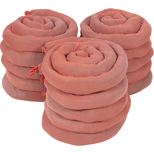 Remblais tubulaires absorbants, Mati&egrave;res dangereuses, Absorption 50 gal., 3" la x 8' lo, Pqt de 15 Industrial Sales