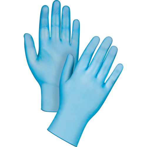 Gants jetables de calibre m&eacute;dical, Petit, Vinyle, 4,5 mils, Sans poudre, Bleu, Classe 2 Industrial Sales