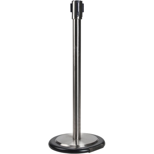 Poteau r&eacute;cepteur pour barri&egrave;res sur pieds pour le contr&ocirc;le des foules avec roues, Hauteur de 35", Acier inoxydable Industrial Sales