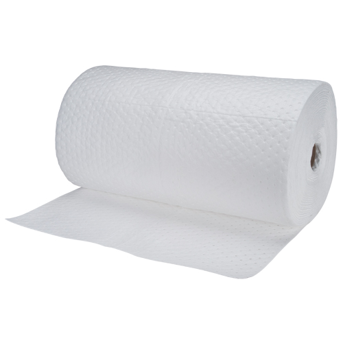 Industrial-Grade Fine Fibre Sorbent Rolls, Heavyweight, 150' L x 30" W, 70 gal. Absorbancy Industrial Sales