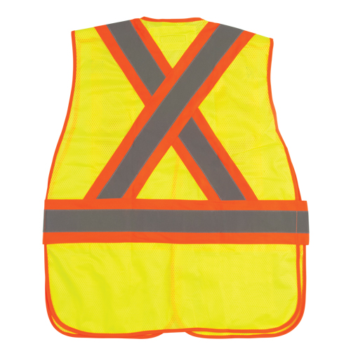 Flame-Resistant Surveyor Vest, High Visibility Lime-Yellow, Medium, Polyester Industrial Sales