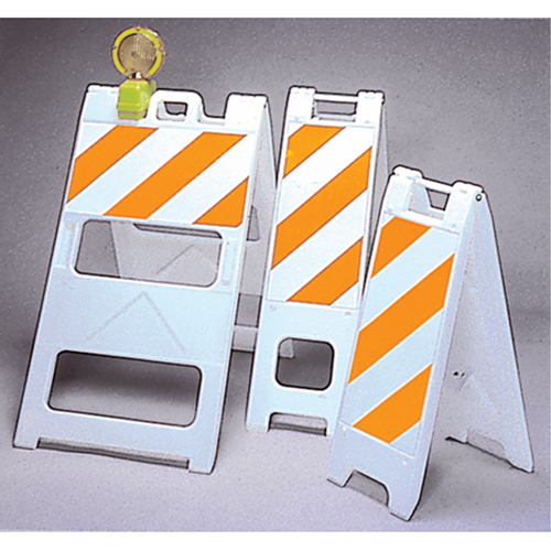 Barricades, Folding, 25" L x 45" H, Orange/White Industrial Sales