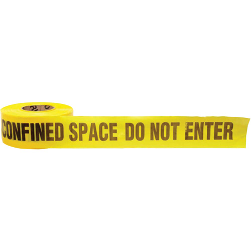Barricade Tape, English, 3" W x 1000' L, 3 mils, Black on Yellow Industrial Sales