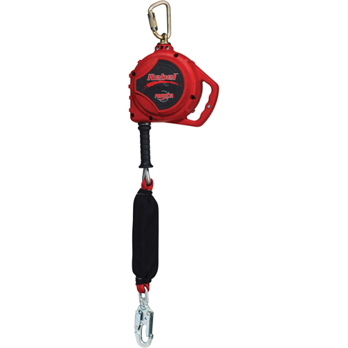 Cordage de s&eacute;curit&eacute; auto-r&eacute;tractable Rebel pour bas de pente, 20', Acier galvanis&eacute;, Pivotant Industrial Sales