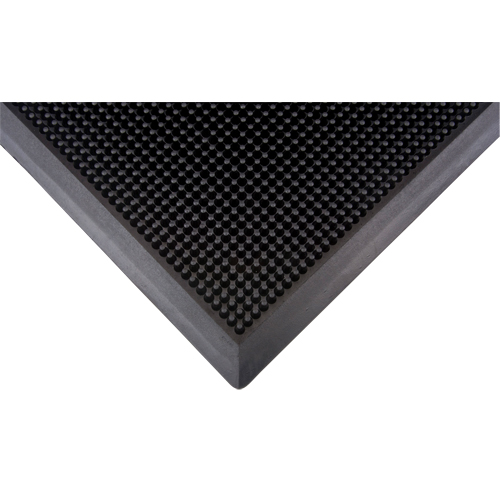 Tapis d'entr&eacute;e ext&eacute;rieure, Caoutchouc, Grattoir Type, Motif Textur&eacute;, 2' x 2-2/3', Noir Industrial Sales