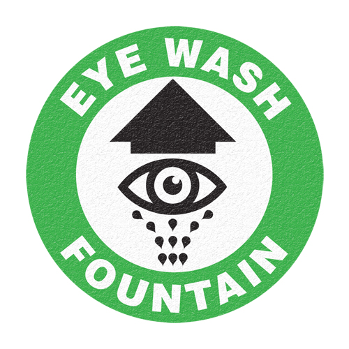 "Eye Wash Fountain" Floor Sign, Adhesive, English with Pictogram Industrial Sales