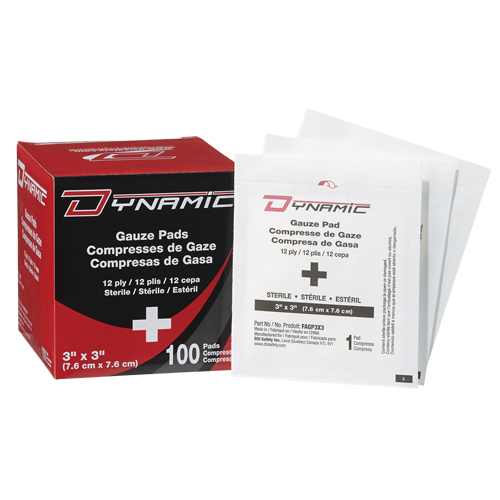 Gaze Dynamic, Tampon, 3" lo x 3" la, St&eacute;rile, Dispositif m&eacute;dical Classe 1 Industrial Sales