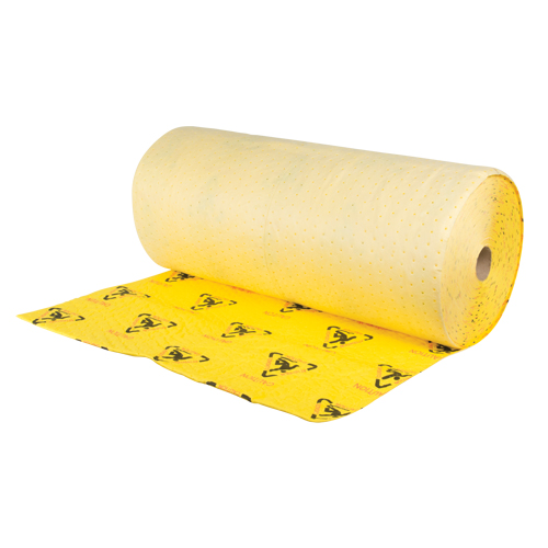 Rouleaux d'avertissement de premi&egrave;re qualit&eacute; - absorbants haute visibilit&eacute;, Lourd, 150' lo x 36" la, Absorption 57 gal. Industrial Sales