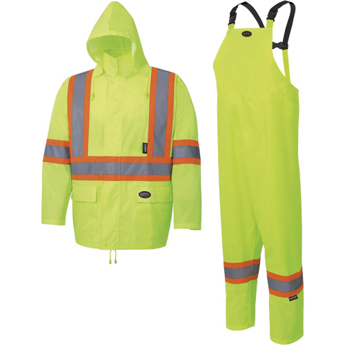 5619 150D Oxford Rain Suit, Polyester, 2X-Large, High Visibility Lime-Yellow Industrial Sales