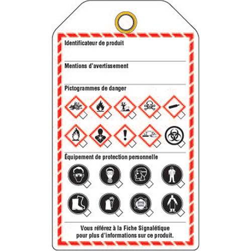 &eacute;tiquettes pour le milieu de travail, Papier cartonn&eacute;, 3-3/8" la x 5-3/4" h, Français Industrial Sales