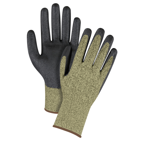 Gants &eacute;lastiques sans coutures r&eacute;sistants &agrave; la coupe noir & jaune, Taille Grand/9, Calibre 13, Rev&ecirc;tement Mousse de nitrile, Enveloppe en Aramide, ASTM ANSI niveau A6 Industrial Sales