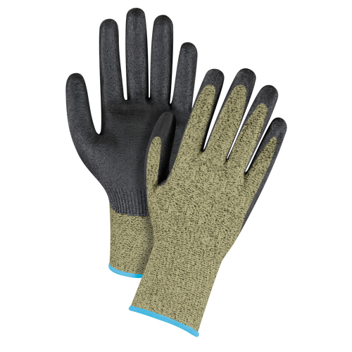 Gants &eacute;lastiques sans coutures r&eacute;sistants &agrave; la coupe noir & jaune, Taille T-Grand/10, Calibre 13, Rev&ecirc;tement Mousse de nitrile, Enveloppe en Aramide, ASTM ANSI niveau A6 Industrial Sales