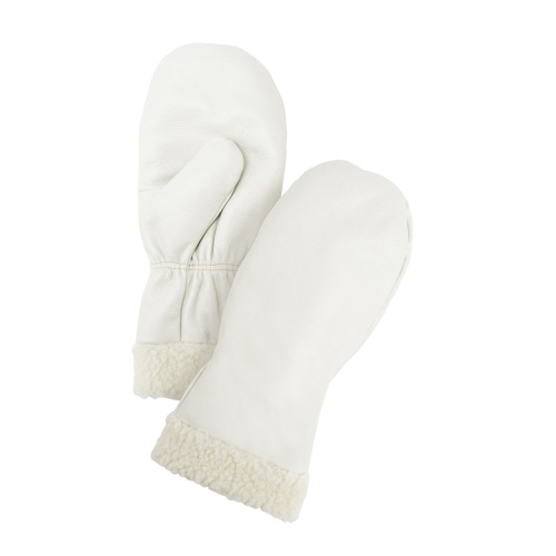 Mitaines d'hiver en cuir fleur de premi&egrave;re qualit&eacute; doubl&eacute;es de boa, Taille Grand, Mitaine Industrial Sales