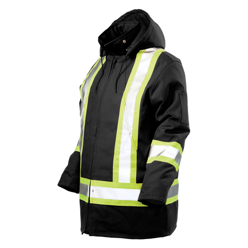 Safety Parka, Black, Large Industrial Sales
