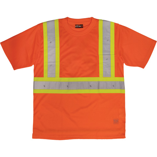 Short-Sleeved Safety T-Shirt with Pocket, Polyester, Large, High Visibility Orange Industrial Sales