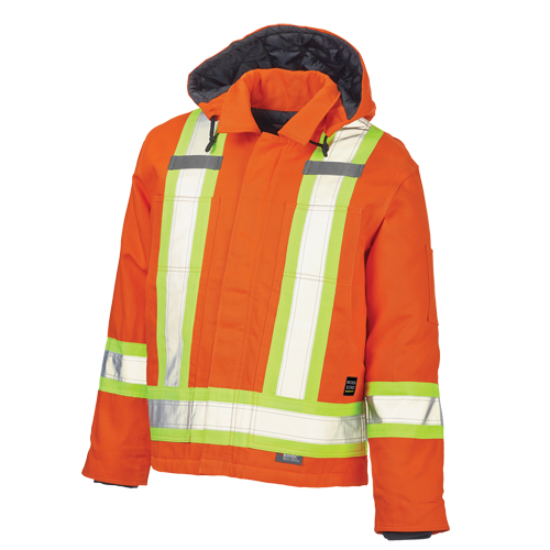 Safety Jacket, High Visibility Orange, Large Industrial Sales