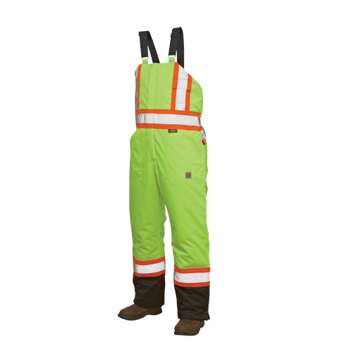 Salopettes de s&eacute;curit&eacute; doubl&eacute;e, Polyester/Polyur&eacute;thane, Grand, Jaune lime haute visibilit&eacute; Industrial Sales