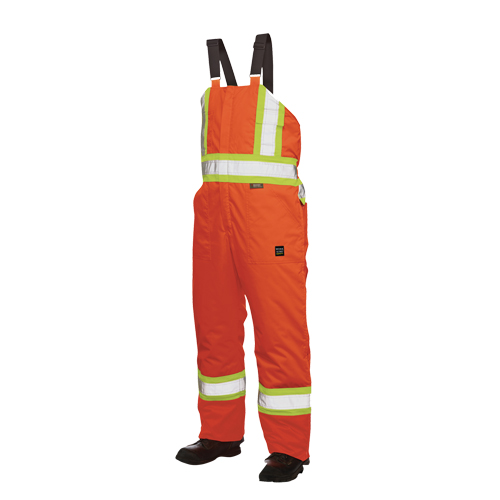 Salopettes de s&eacute;curit&eacute; doubl&eacute;e, Polyester/Polyur&eacute;thane, Grand, Orange haute visibilit&eacute; Industrial Sales