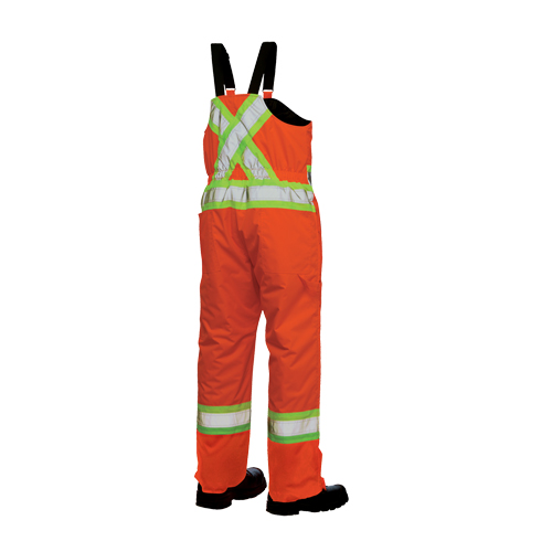 Salopettes de s&eacute;curit&eacute; doubl&eacute;e, Polyester/Polyur&eacute;thane, Grand, Orange haute visibilit&eacute; Industrial Sales
