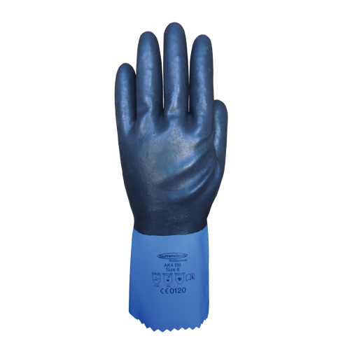 Summitech Full-Dipped Chemical Resistant Gloves, Size Small/7, 11.8" L, Chloroprene, Poly-Cotton Inner Lining, 59-mil Industrial Sales