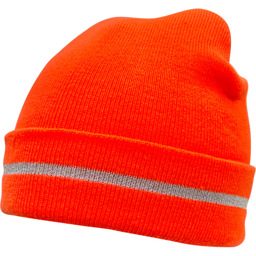 High Visibility Knit Hat with Reflective Stripe, High Visibility Orange, Acrylic Industrial Sales